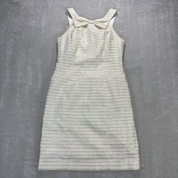 Lilly Pulitzer Dresses & Skirts - Lilly Pulitzer Henley Dress Womens 0 Cream Gold Metallic Stripe Organza Preppy